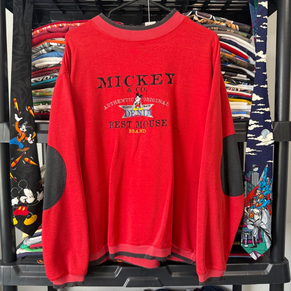 Vintage Red Mickey & Co Embroidered Sweatshirt XL Lightly Distressed